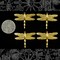 Raw Brass Dragonfly with Uplifted Wing Pendants - Set of Four - XXX - B-P66